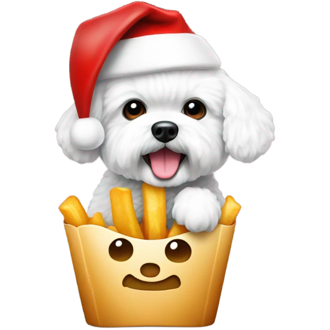 bichon fries with christmas hat emoji