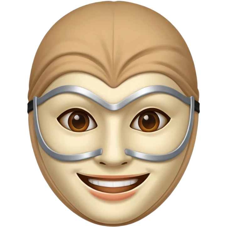 Smiling hiding behind a mask emoji