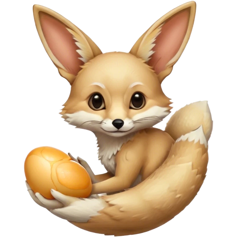 fennec carrying an unpeeled egg emoji