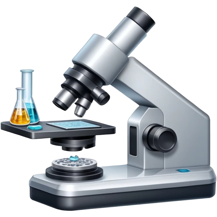An icon featuring an electronic microscope, a metal alloy, and a crystal structure, symbolizing materials science. The design includes different materials like metals, ceramics and polymers, alongside a stamp representing testing and quality control. Transparent background emoji