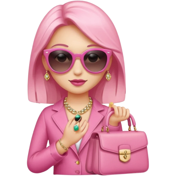 pink girl with wealth with sunglass on top emoji