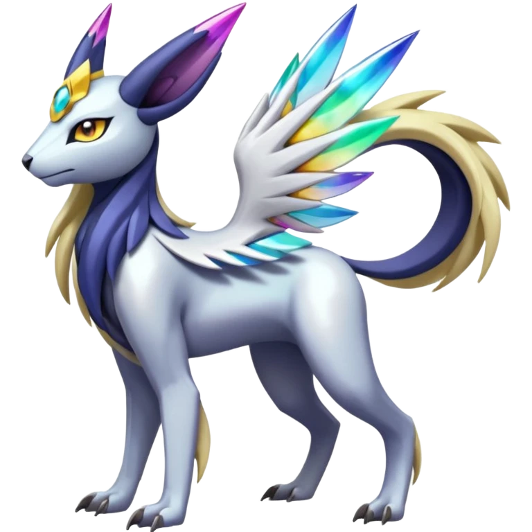 Colorful Futuristic Meloetta-Absol-Manectric-Solgaleo-Raikou-Pokémon-Digimon-Fakémon-fusion-hybrid-creature emoji