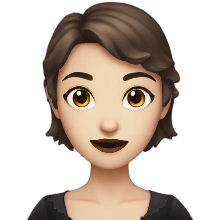 vampire girl with short brown hair, sparkling eyes emoji