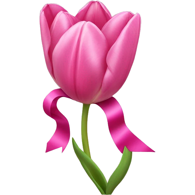 Pink tulips with a bow emoji