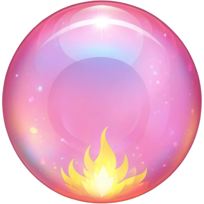round cut pink opal with shimmering holographic fire and translucent glow emoji