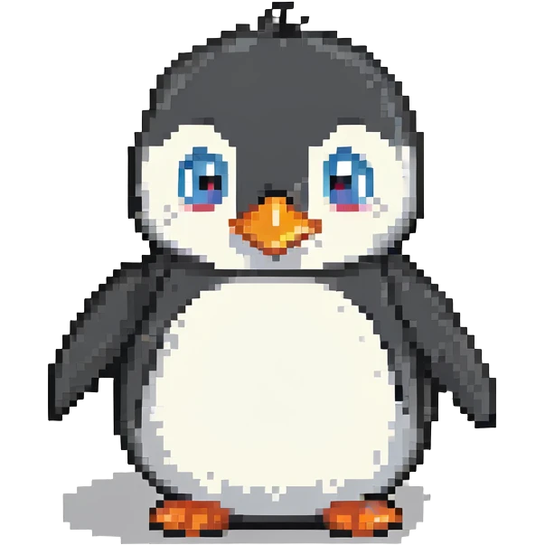 cartoon penguin, black and white, smiling, side/front view emoji
