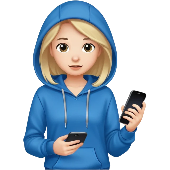 Girl with hoodie and shorts with a phone emoji