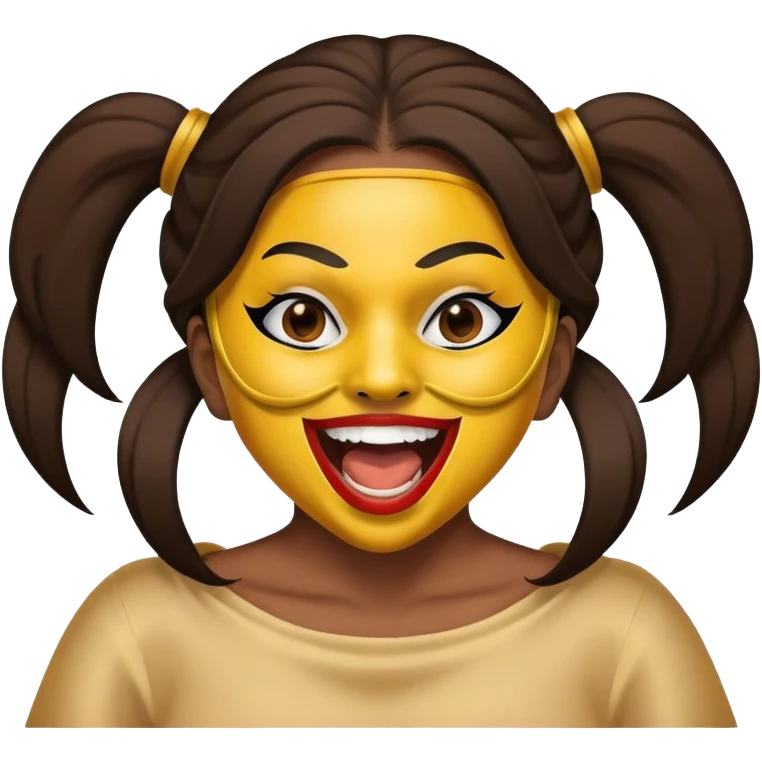 masked brown girl with open mouth emoji