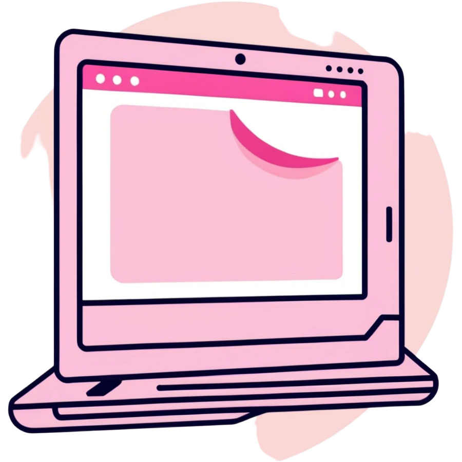 Pink Web browser on a computer emoji