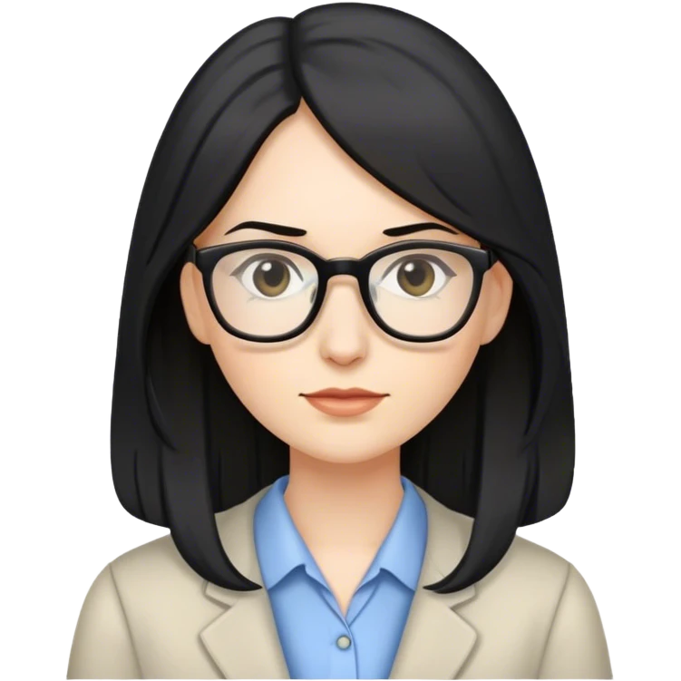 pale female teacher with long black hair, wearing glasses emoji