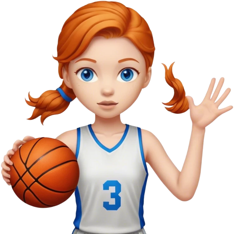 Ginger girl with blue eyes playing basketball emoji
