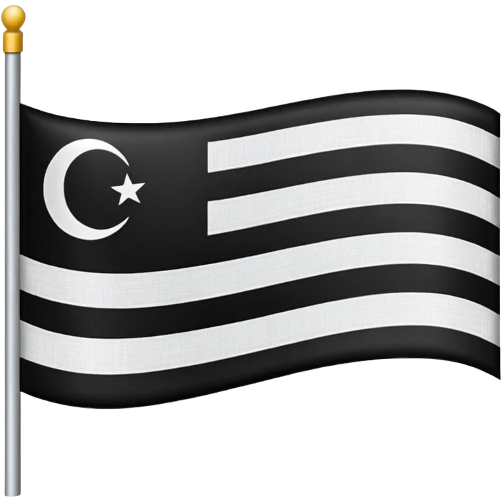 A simple flag with three black horizontal lines and three white horizontal lines, no stars emoji