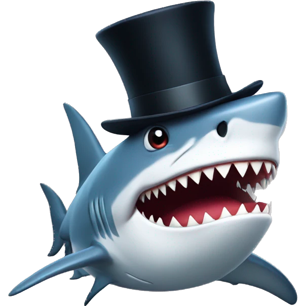 Shark with a top hat emoji