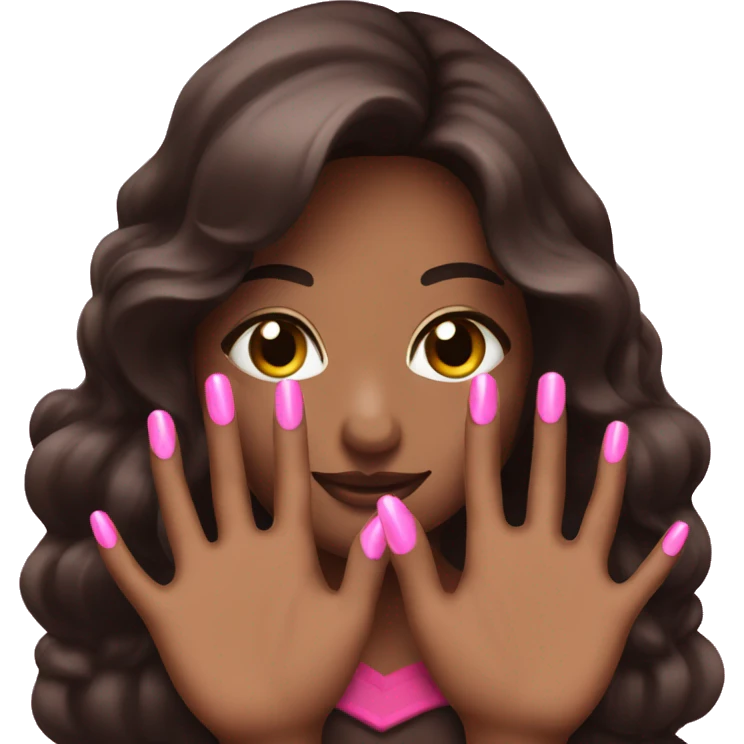 dark brown hand with pink nails emoji