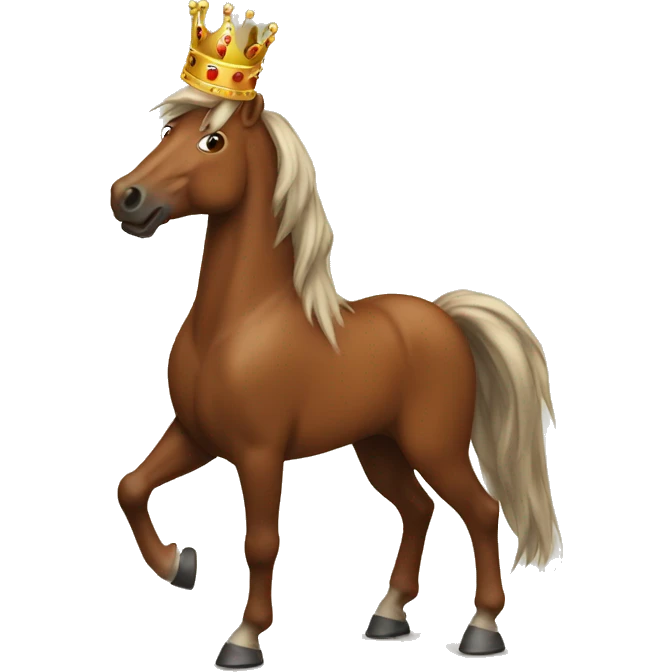 Make me a huge brown horse with a crown emoji