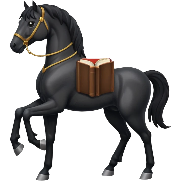 black horse with book emoji