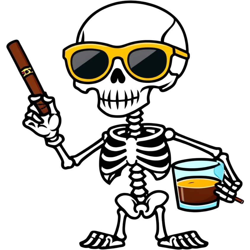 Skeleton with a cigar and sunglasses  emoji