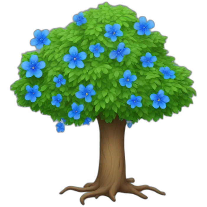 Tree with blue flowers emoji