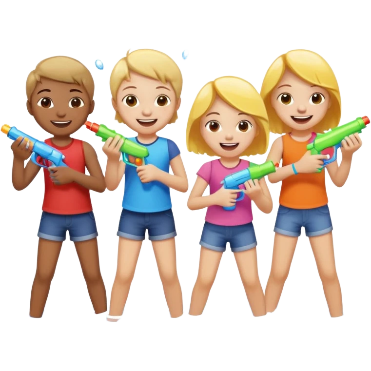 children playing with water guns emoji