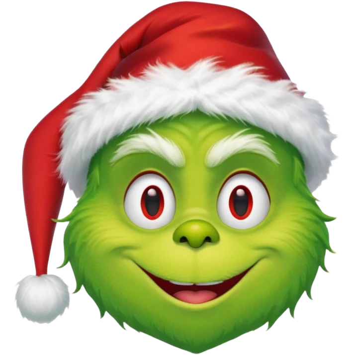 The Grinch, happy face, with christmas hat emoji