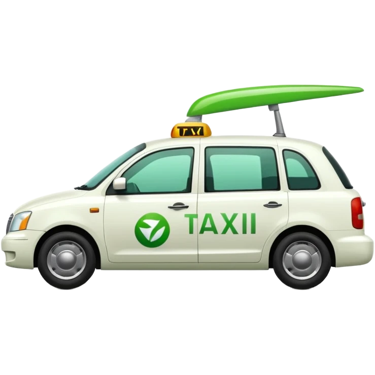 side view of a white taxi car with green Bolt logo emoji
