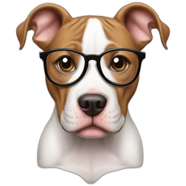 a pitbull baby dog with glasses emoji