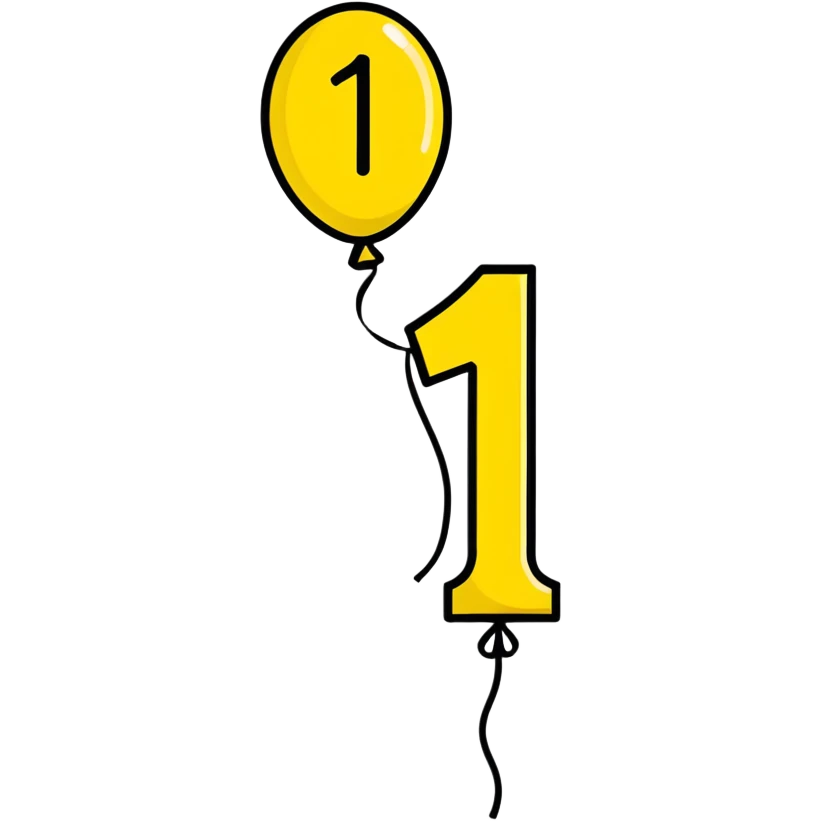 Foil balloon gold number 1 closed emoji