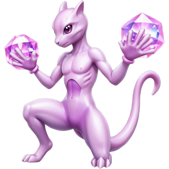 Pokemon legendary purple and pink crystal mewtwo emoji