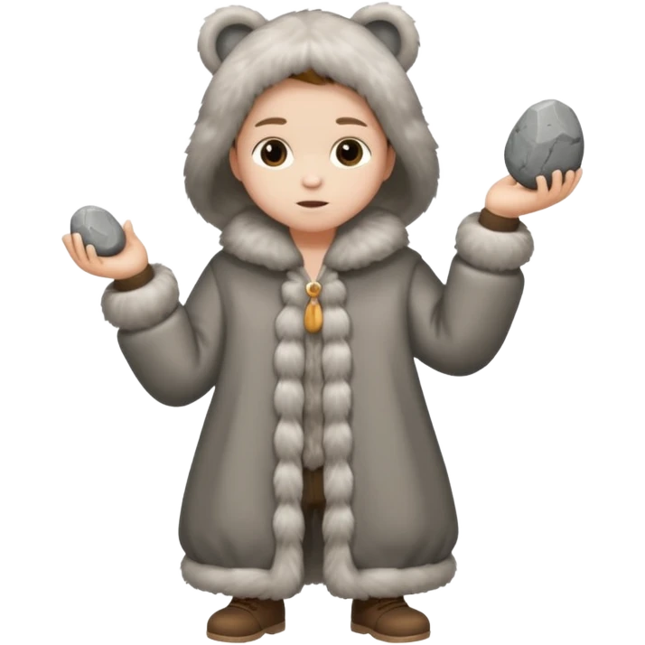 a full body of kid wearing fur clothing, playing stone



















 emoji