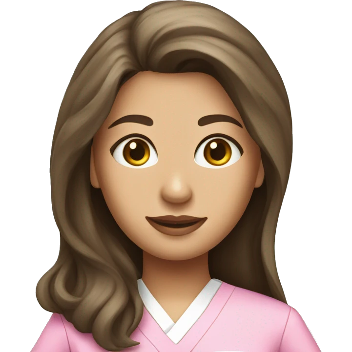 pretty brunette nurse with long hair in pink scrubs emoji