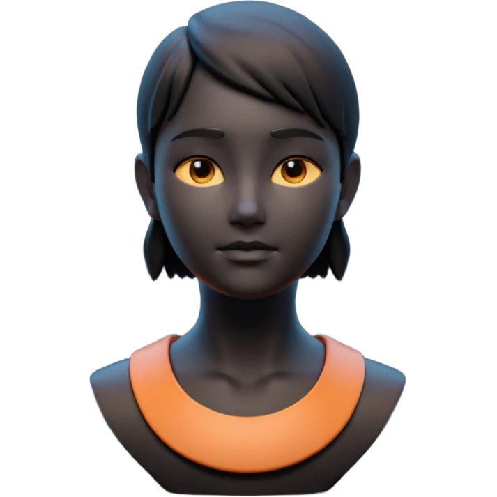 Minimalist 3D avatar, stylized human bust, smooth matte plastic texture, soft cinematic lighting, subtle rim light, clay render style, modern digital illustration, octane render. Black, completely monochrome, matte. As minimal as possible.  emoji