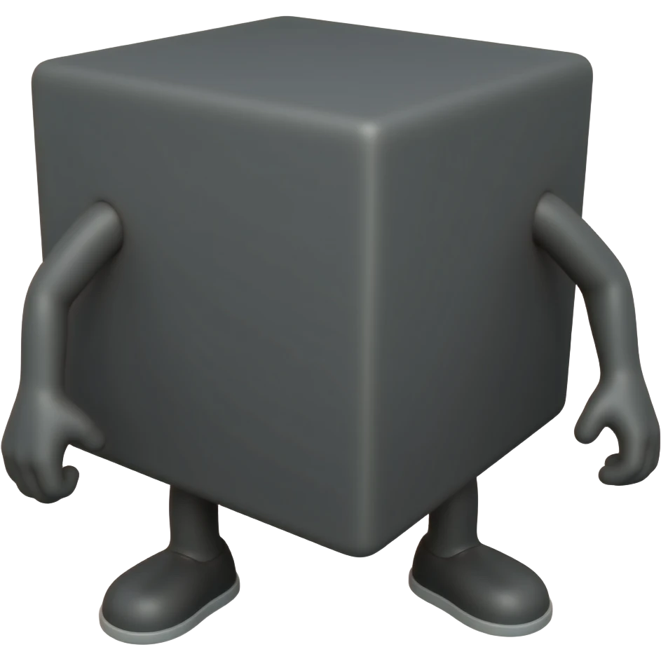 A black cube with only legs emoji