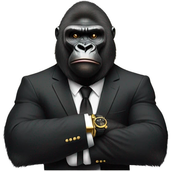 Gorilla wearing a black suit and gold watch  emoji