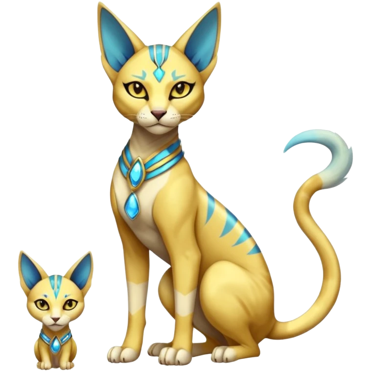 Modern furry anthro anthropomorphic futuristic shiny colorful Bastet-Sphynx-Lombax-Zeraora-Renamon-fusion (full body) emoji