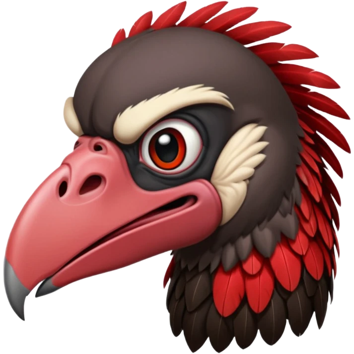   Old black and red angry  vulture looking ahead emoji