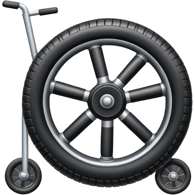 he aircraft's landing gear is one inflated, plump wheel with a strut, black in color, cartoon-style emoji