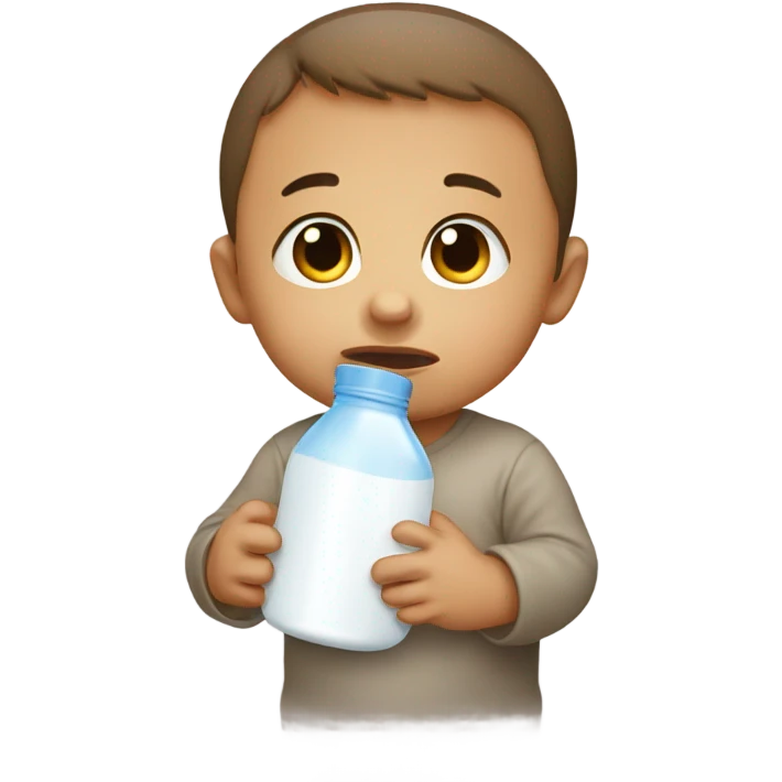 A sad little baby with a milk bottle emoji