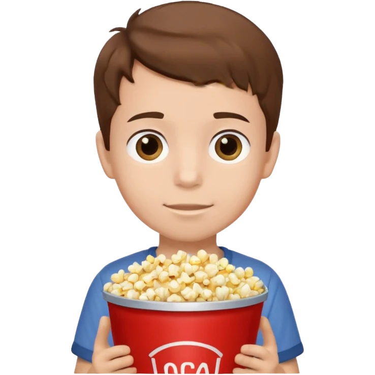 a young boy holding a bucket of popcorn emoji