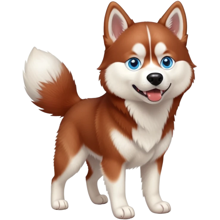 cinematic red siberian husky with blue eyes, realistic, playing, full body emoji