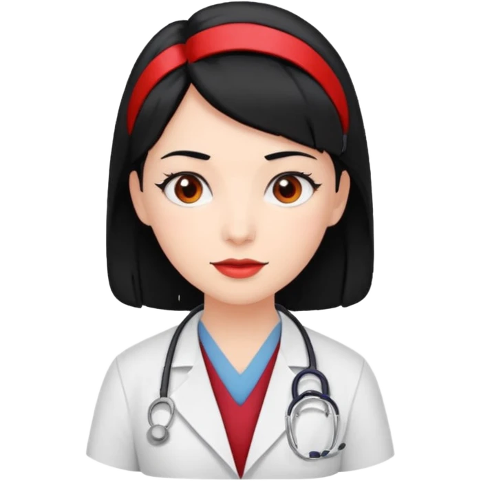 doctor with black hair and red hairclips  emoji