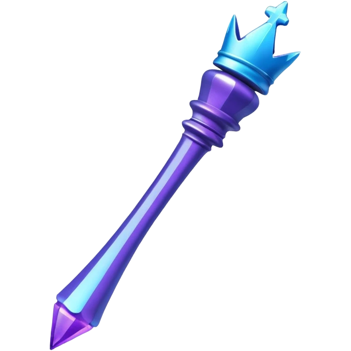 Create a small, visually appealing icon of a magic wand (chess wand style) to represent creativity and artistic design. Use a clean, modern look with glowing accents in purple and blue shades.
 emoji