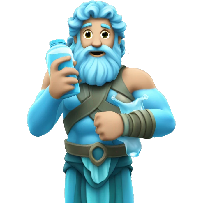 Poseidon holding a water bottle  emoji