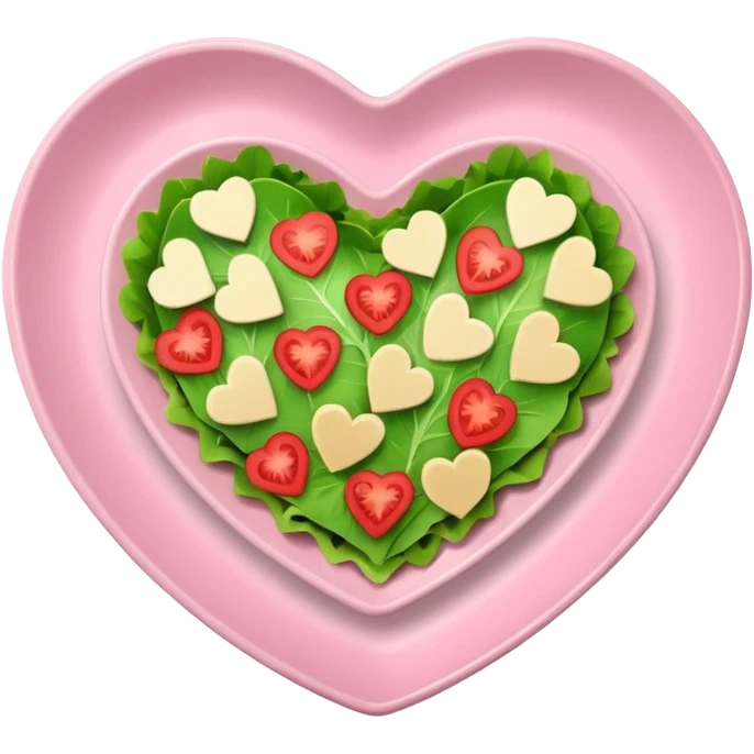 green salad in a light pink heart shaped plate emoji
