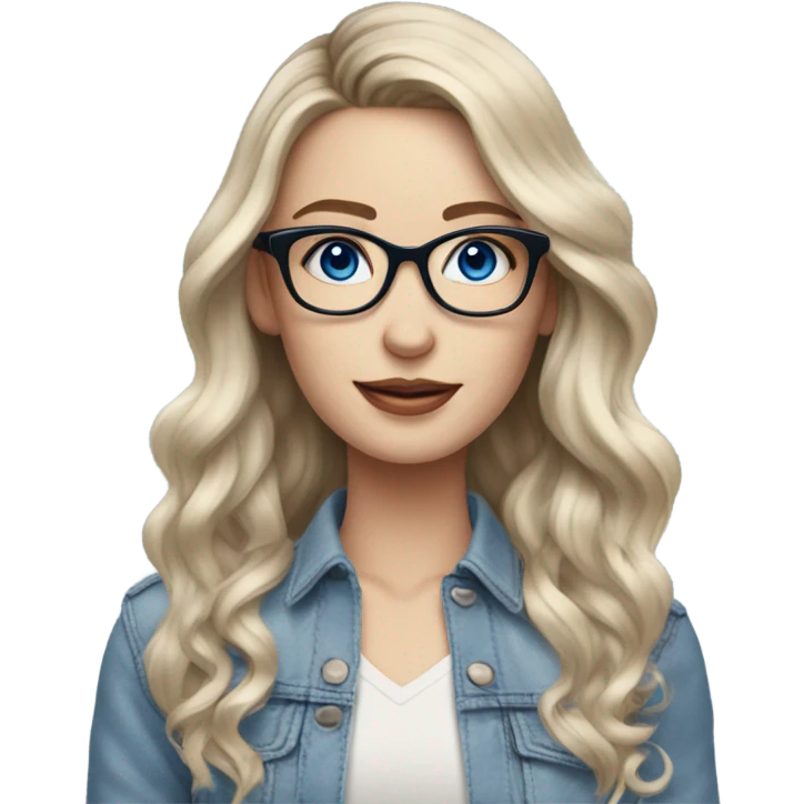 Beautiful Balayage pale model lady with glasses and blue eyes  emoji