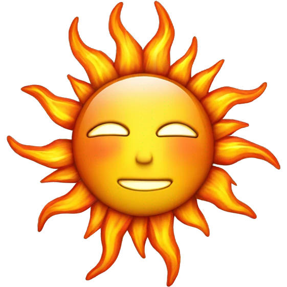 Realistic looking sun made of fire emoji