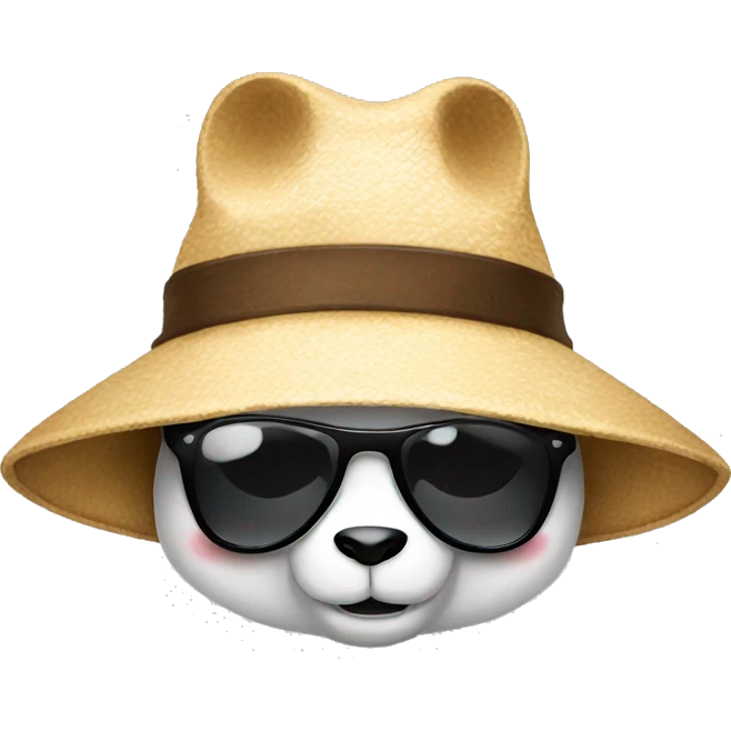 Panda with a sun hat and sun glasses emoji
