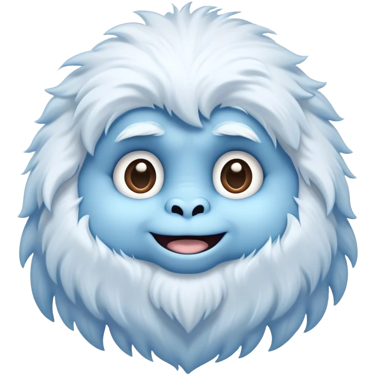 Cinematic Cute Yeti Portrait Emoji, with a charming, small, fluffy form in soft snowy whites and cool blues, featuring big, innocent eyes and a shy, gentle smile, simplified yet irresistibly endearing, highly detailed with a soft glowing outline that captures the whimsical charm of a friendly yeti ready for a cuddle! emoji