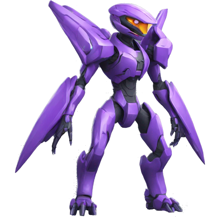 a XLR8-Genesect-Raptor-Fakémon—hybrid with a futuristic visor-helmet full body emoji