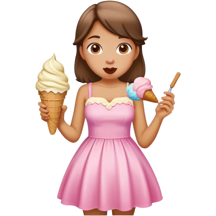Girl with a dress eating ice cream emoji