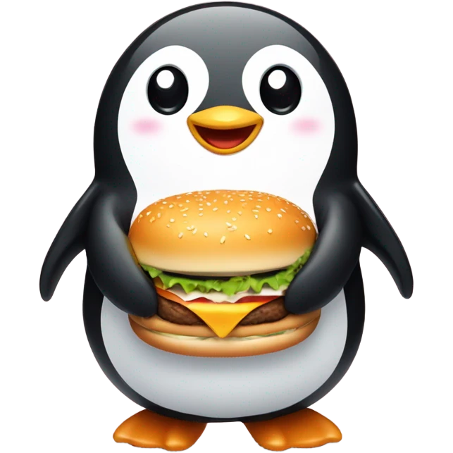 penguin loving a burger  emoji